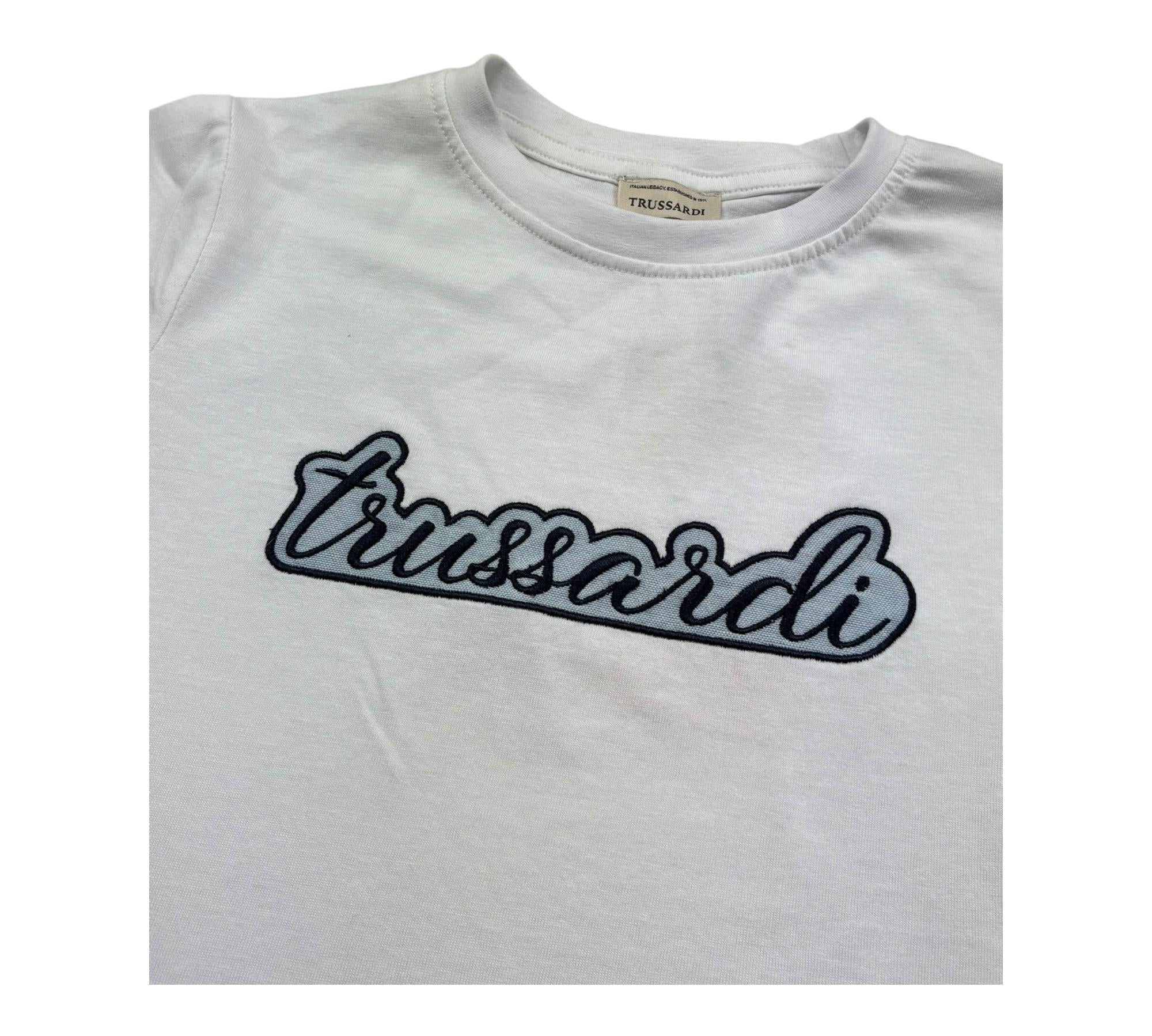 Trussardi T-Shirt Girocollo Tinta Unita con Stampa per Bambino TBP26041TS BIANCO TRUSSARDI 