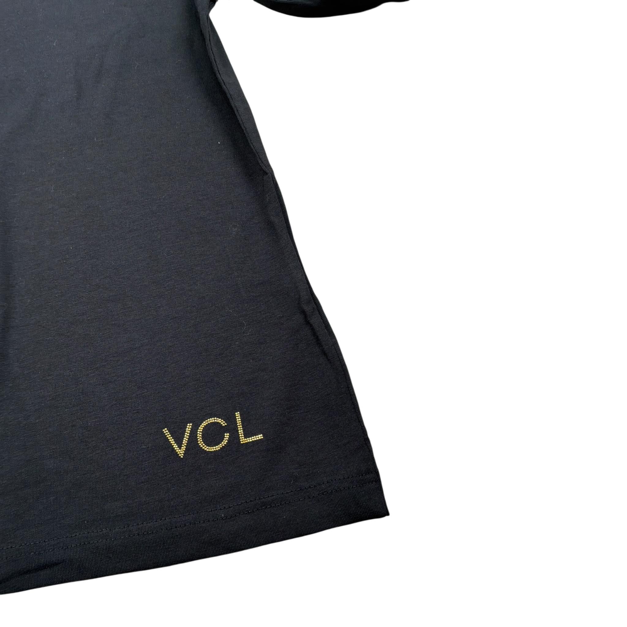 Vicolo T-Shirt Girocollo tinta unita con Logo Nero per Bambina 31460234 NERO VICOLO 