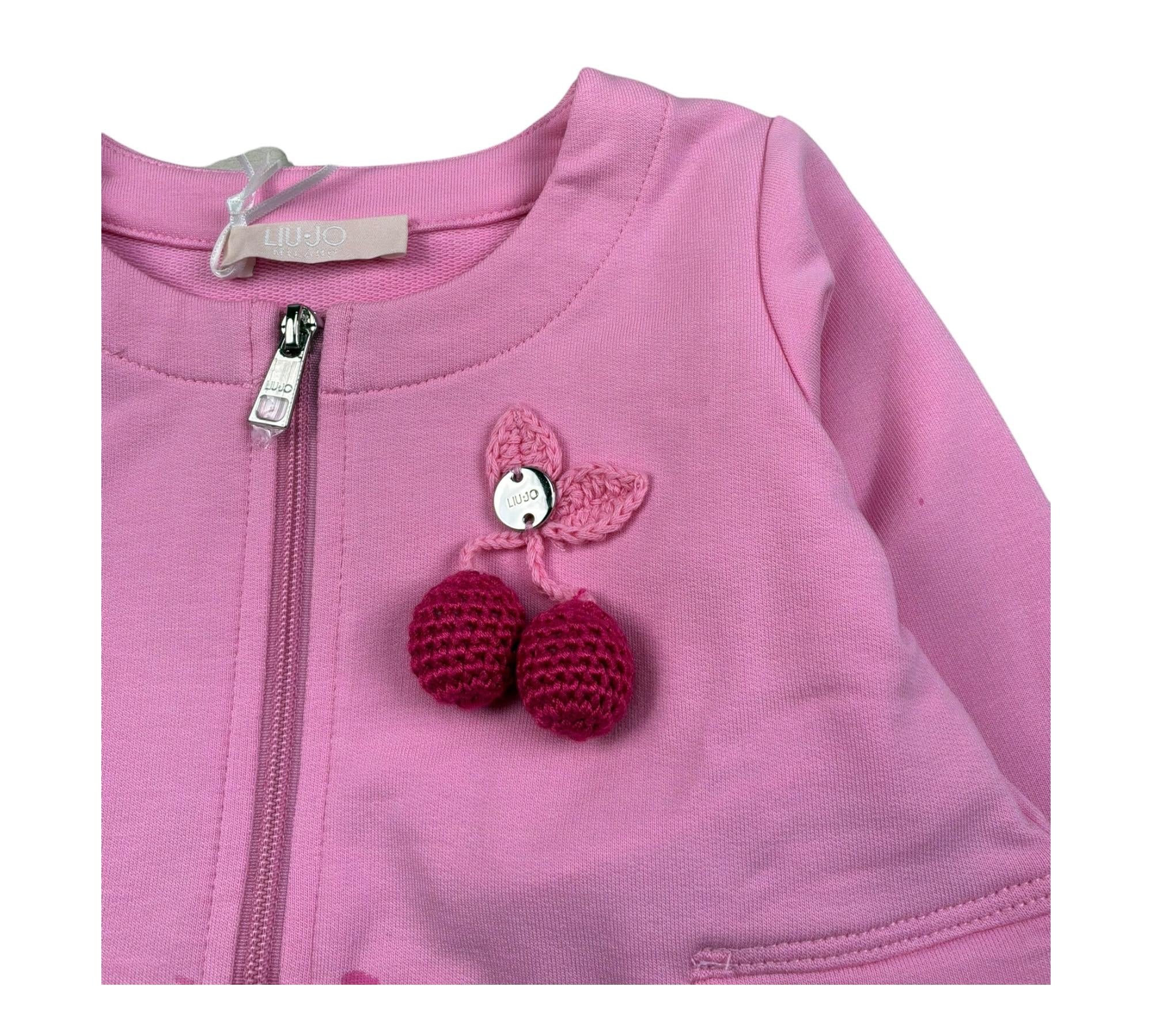 Liu Jo Felpa con Zip Tinta Unita con Ricamo per Neonata HA5084 ROSA LIU JO 
