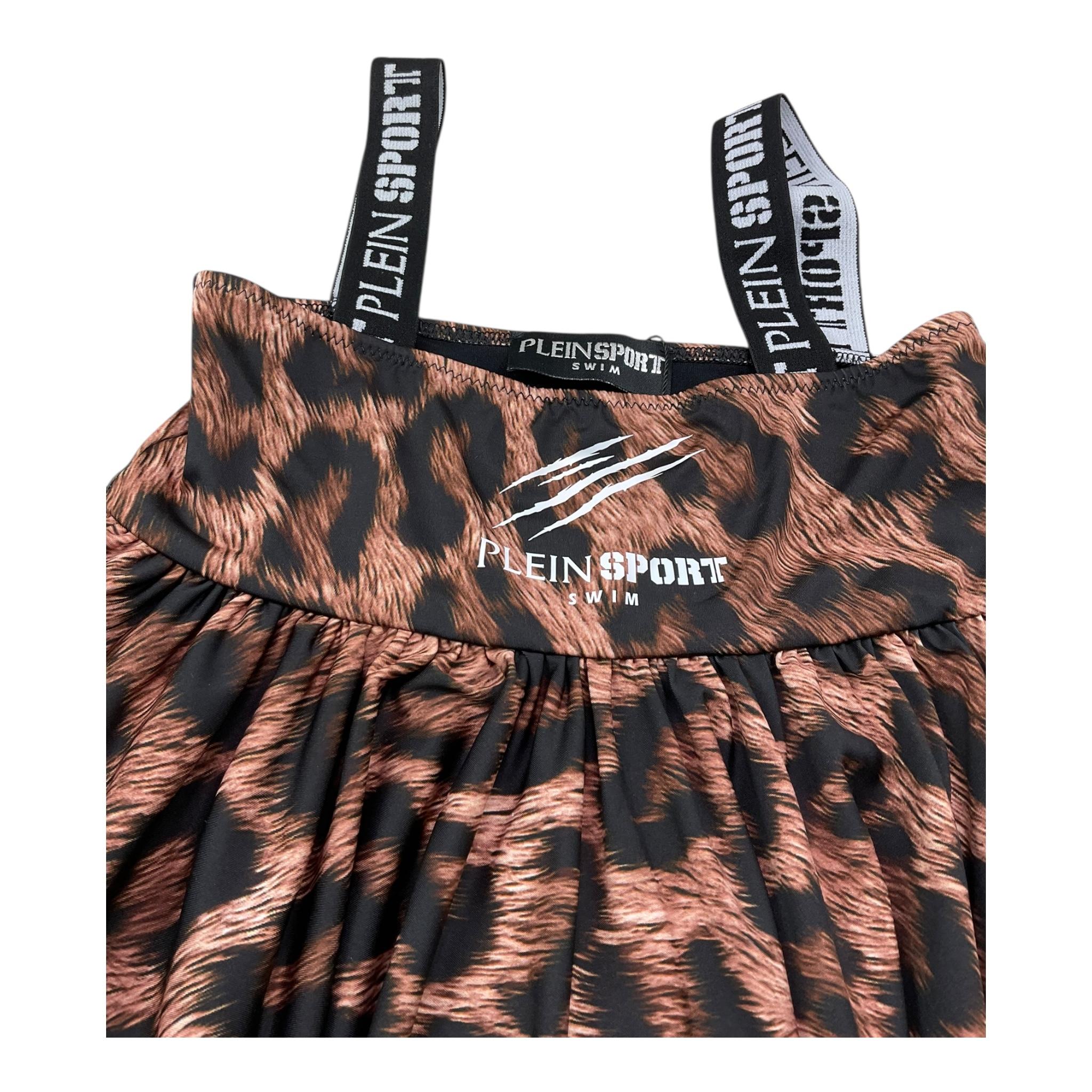 Plein Sport Swim Abito Fantasia Maculata con Logo per Bambina PS25KGCU05 MARRONE PLEIN SPORT SWIM 