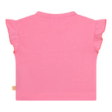 Billieblush T-Shirt Girocollo Tinta Unita Con Brillantini E Stampa Rosa Per Neonata