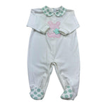 I Delfi Tutina Manica Lunga Tinta Unita con Colletto In Contrasto per Neonata 25P5140 BIANCO I DELFI 