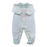 I Delfi Tutina Manica Lunga Tinta Unita con Colletto In Contrasto per Neonata 25P5140 BIANCO I DELFI 