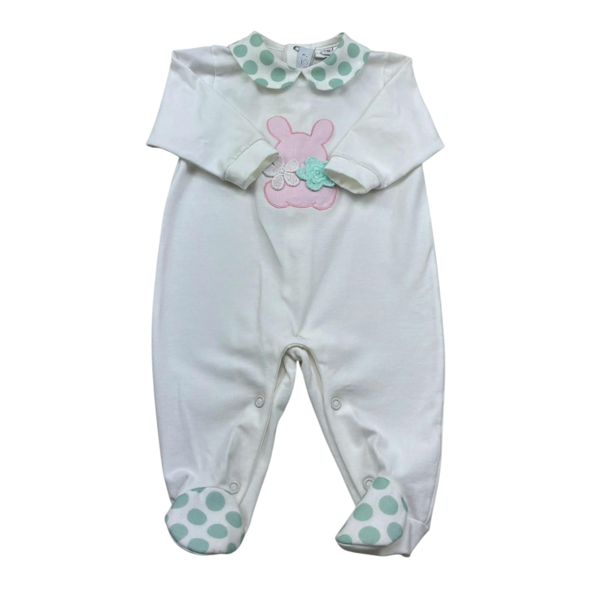 I Delfi Tutina Manica Lunga Tinta Unita con Colletto In Contrasto per Neonata 25P5140 BIANCO I DELFI 