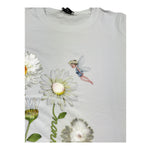 Monnalisa T-Shirt Girocollo Tinta Unita con Stampa Fiori per Bambina 193601S1 BIANCO MONNALISA 