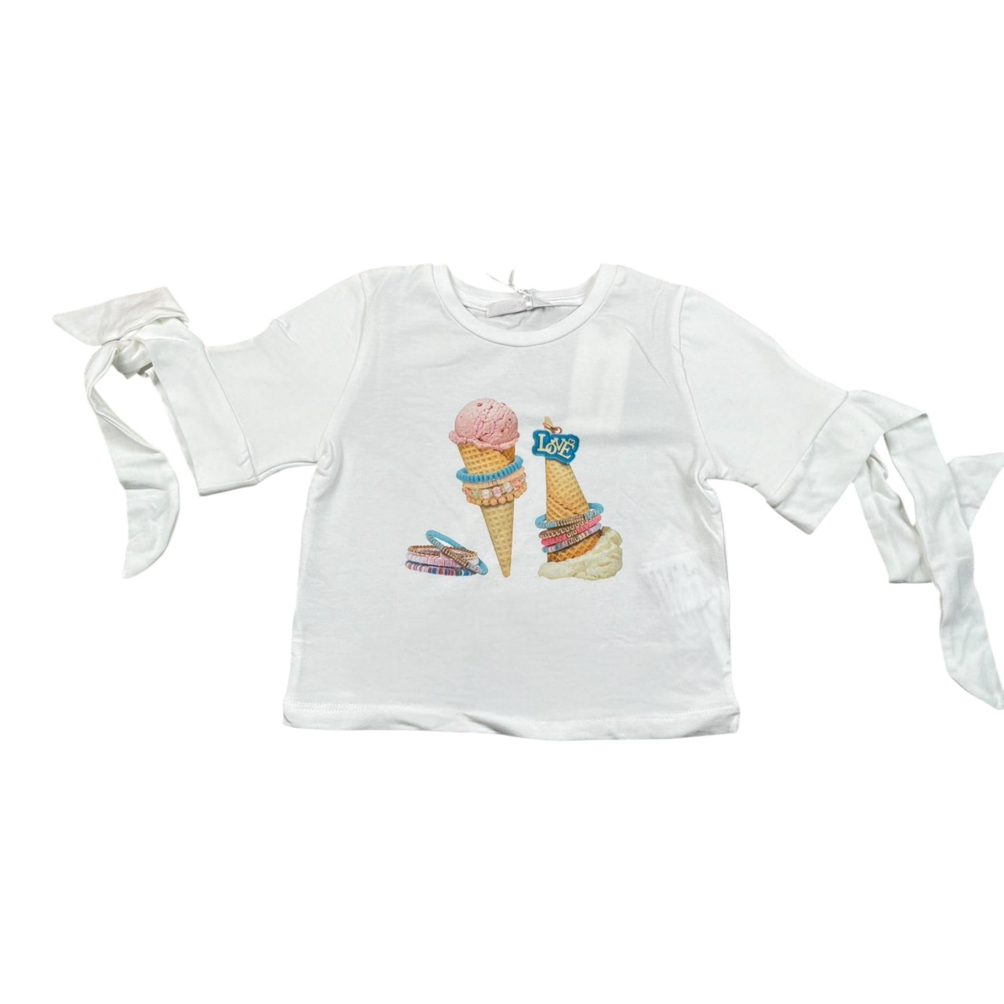 Miss Grant T-Shirt Girocollo tinta unita con Stampa Bianco per Neonata MG1317N BIANCO MISS GRANT 