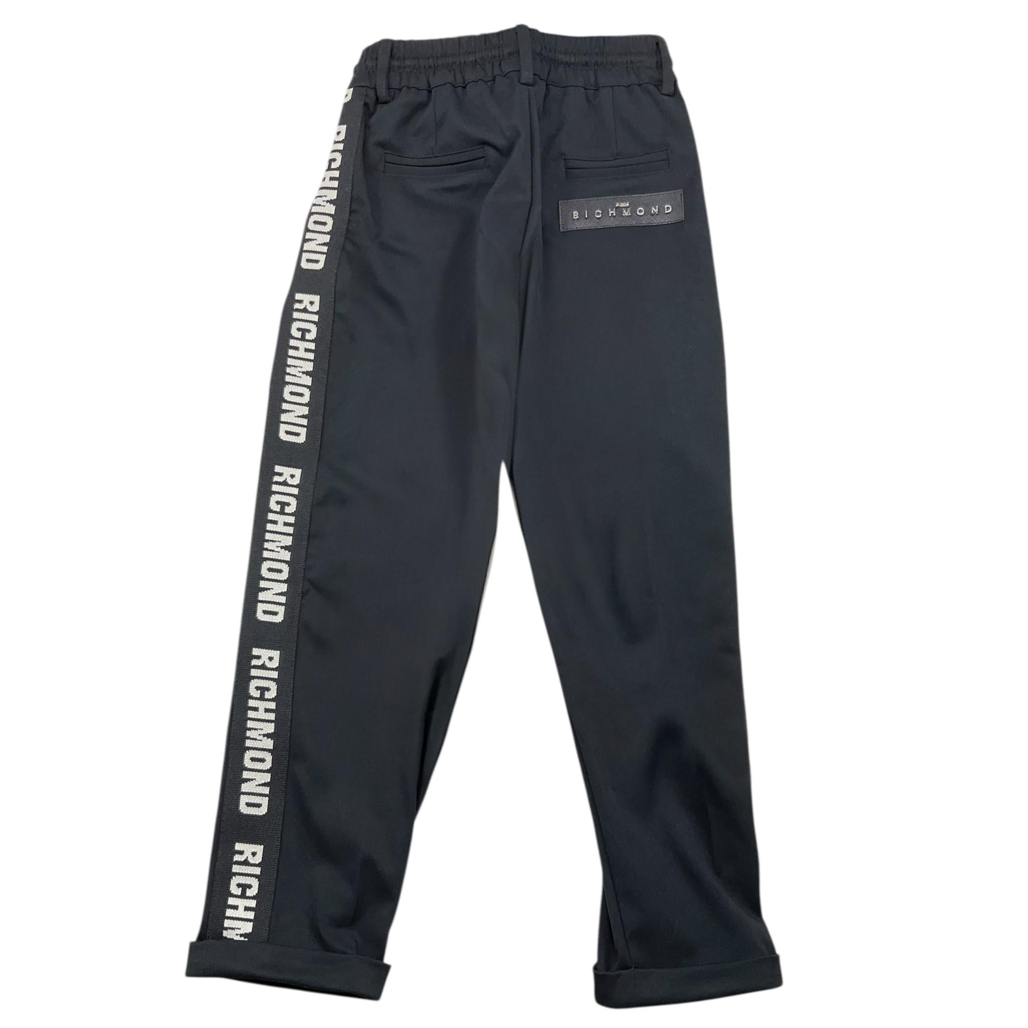 JOHN RICHMOND pantalone tinta unita con elastico in vita e profili logati Nero per Bambino RBA24156PA NERO JOHN RICHMOND 