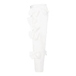 Simonetta Pantalone Tinta Unita con Fiocchi per Bambina SW6A91 BIANCO SIMONETTA 