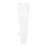 Simonetta Pantalone Tinta Unita con Fiocchi per Bambina SW6A91 BIANCO SIMONETTA 