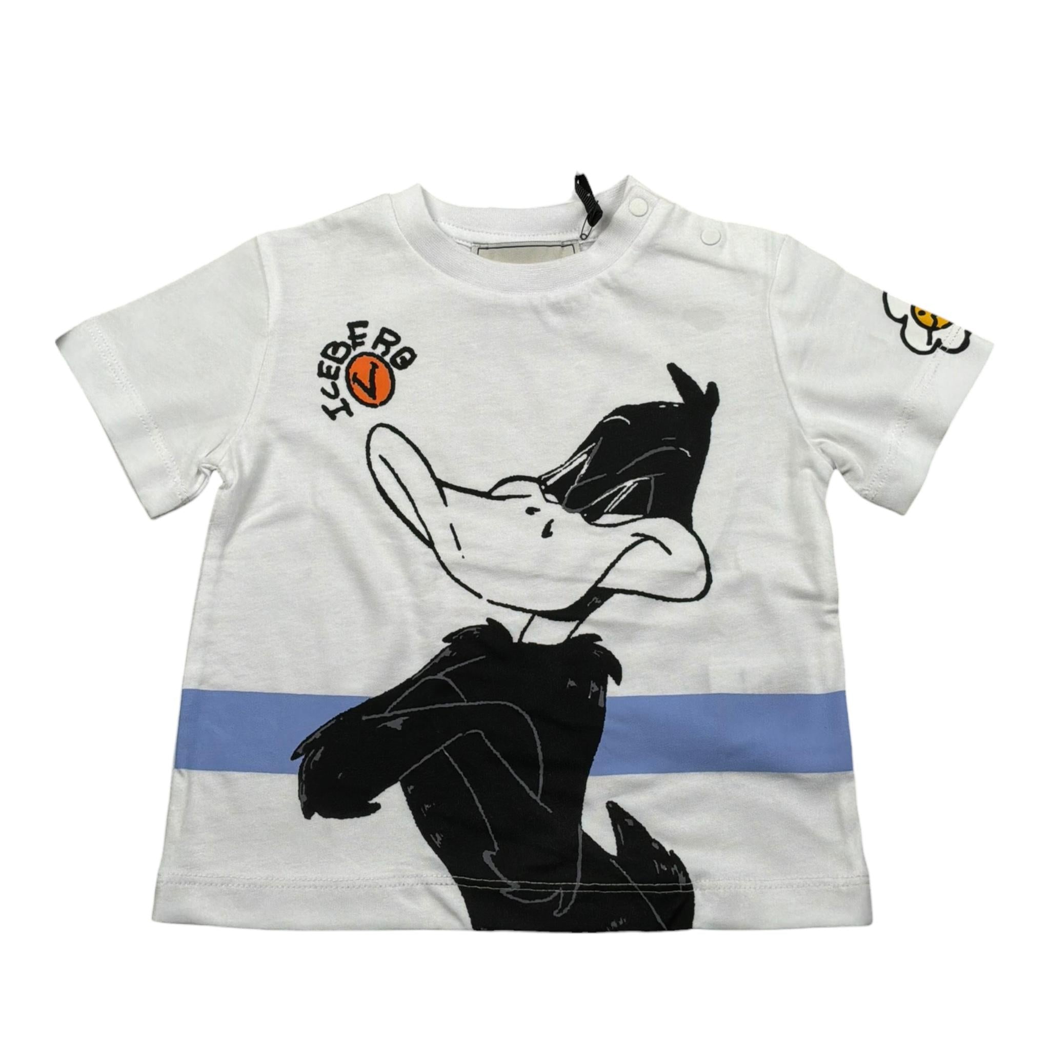 Iceberg T-Shirt Girocollo Tinta Unita con Stampe In Contrasto per Neonato TSICE5102BXX BIANCO ICEBERG 