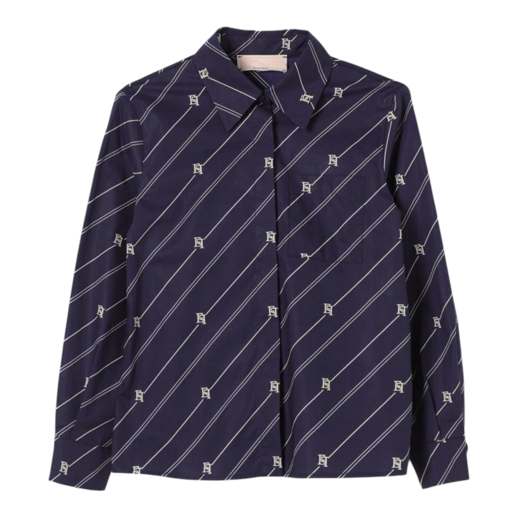 ELISABETTA FRANCHI camicia manica lunga tinta unita con logo Blu per Bambina EGCA035J BLU ELISABETTA FRANCHI 