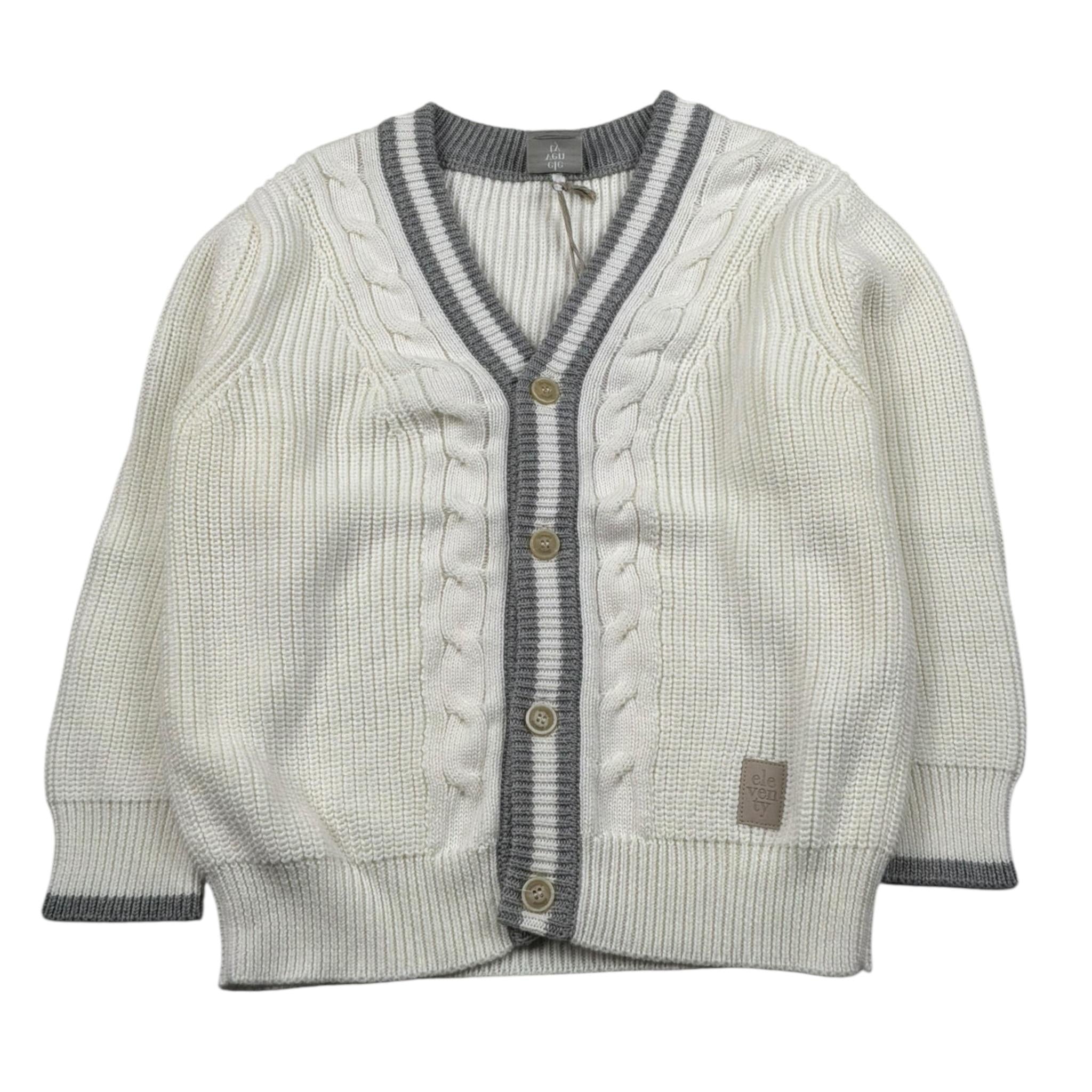 Eleventy Cardigan Tinta Unita con Pofili In Contrasto per Bambino EW9P50X BIANCO ELEVENTY 