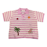 Saint Barth Polo Mezza Manica Fantasia A Righe per Bambina PIX0003 BIANCO/ROSA SAINT BARTH 