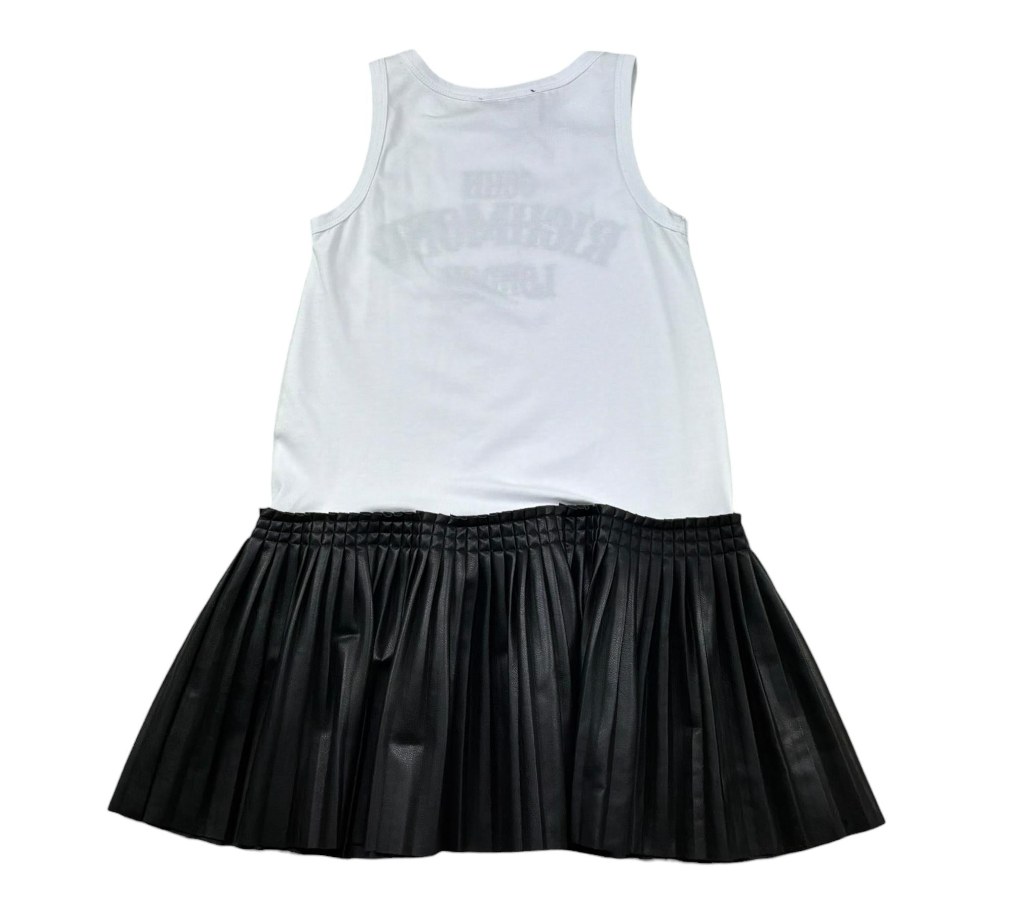 John Richmond Abito Giromanica Tinta Unita Bicolore per Bambina RGP26061VE BIANCO/NERO JOHN RICHMOND 