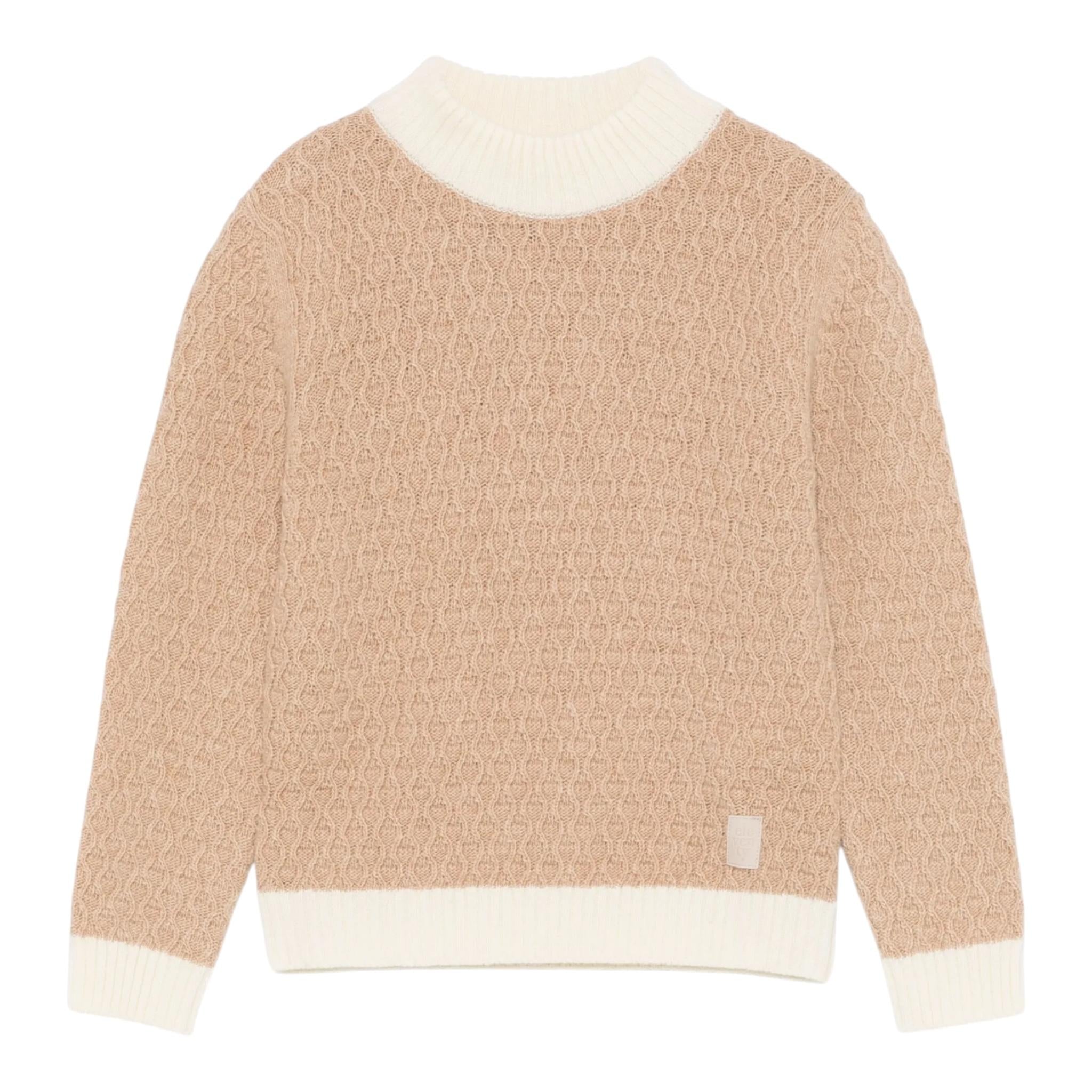 ELEVENTY maglia mezzo collo tinta unita con profili in contrasto Beige per Bambina EV9P10 BEIGE ELEVENTY 