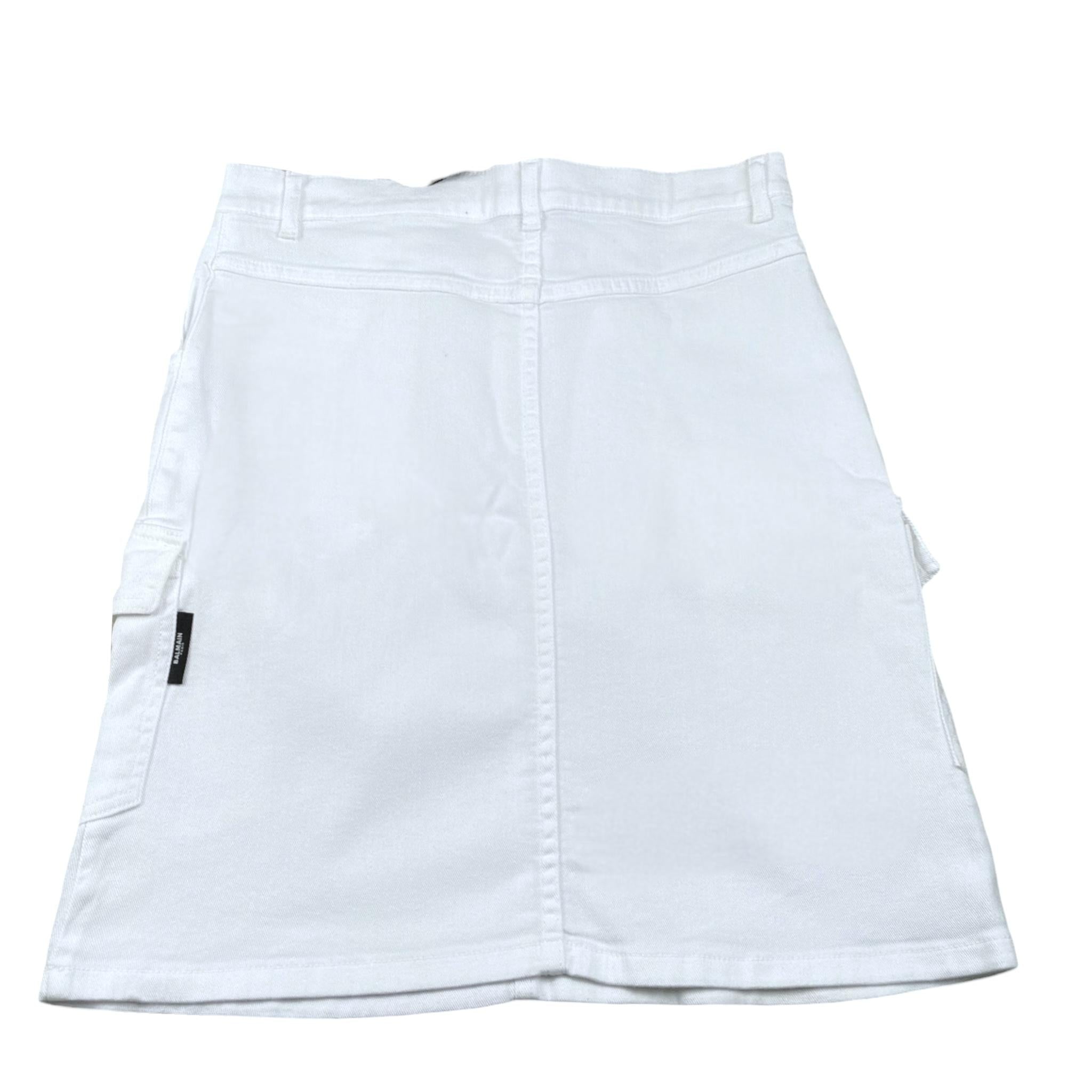 Balmain Gonna Tinta Unita con Bottoni per Bambina BW7A41 BIANCO BALMAIN 