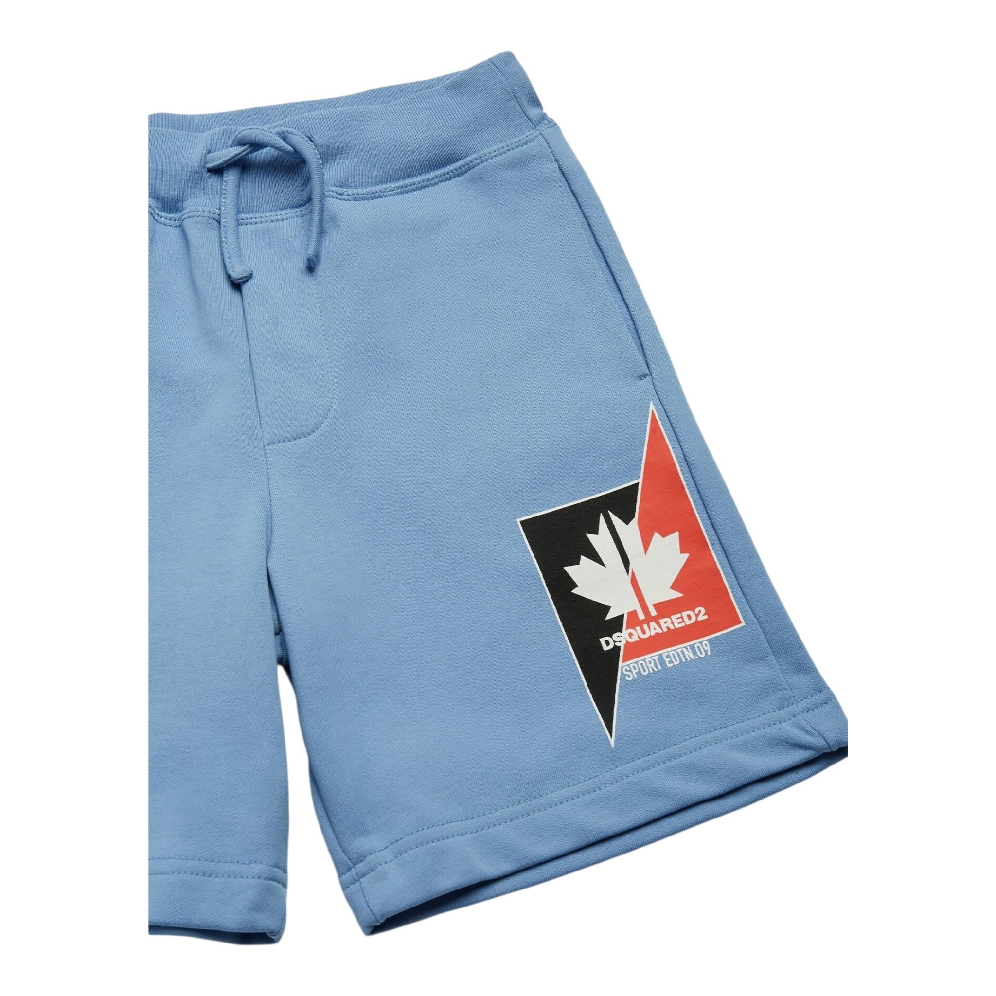 Dsquared2 Bermuda Felpa Tinta Unita con Stampa per Bambino DQ2191 AZZURRO DSQUARED2 