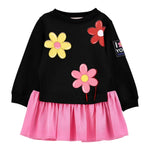 MONNALISA abito felpa girocollo tinta unita con fiori Nero per Neonata 19D918 NERO MONNALISA 