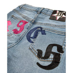John Richmond Short In Denim tinta unita con Stampa Azzurro per Bambina RGP23160SH AZZURRO JOHN RICHMOND 