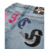 John Richmond Short In Denim tinta unita con Stampa Azzurro per Bambina RGP23160SH AZZURRO JOHN RICHMOND 