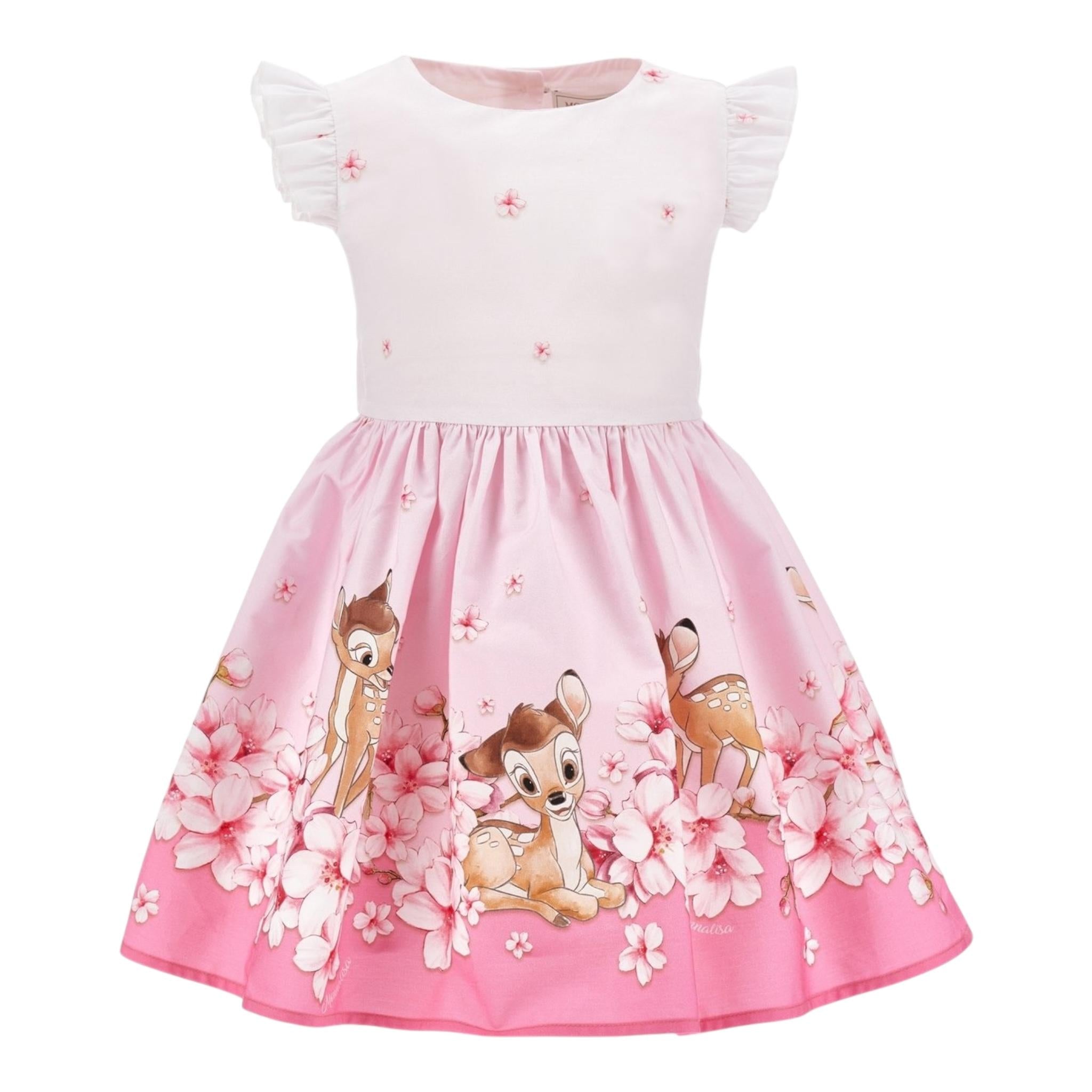 Monnalisa Abito Mezza Manica Tinta Unita con Stampe per Bambina 11E912XX ROSA MONNALISA 