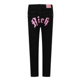 JOHN RICHMOND jeans tinta unita con stampa Nero per Bambina RGA24130JE NERO JOHN RICHMOND 