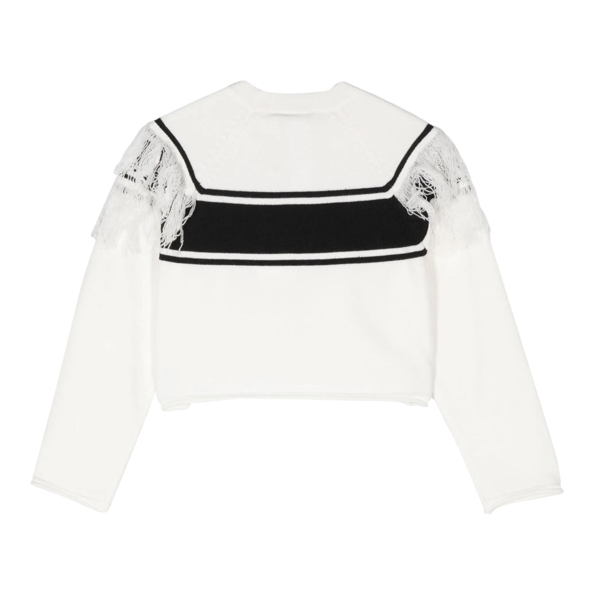 TWINSET maglia girocollo bicolore con frange Bianco/nero per Neonata 242GJ3163N BIANCO/NERO TWINSET 