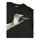 Balmain T-Shirt Girocollo Tinta Unita Con Stampe Logo Nero Per Bambino