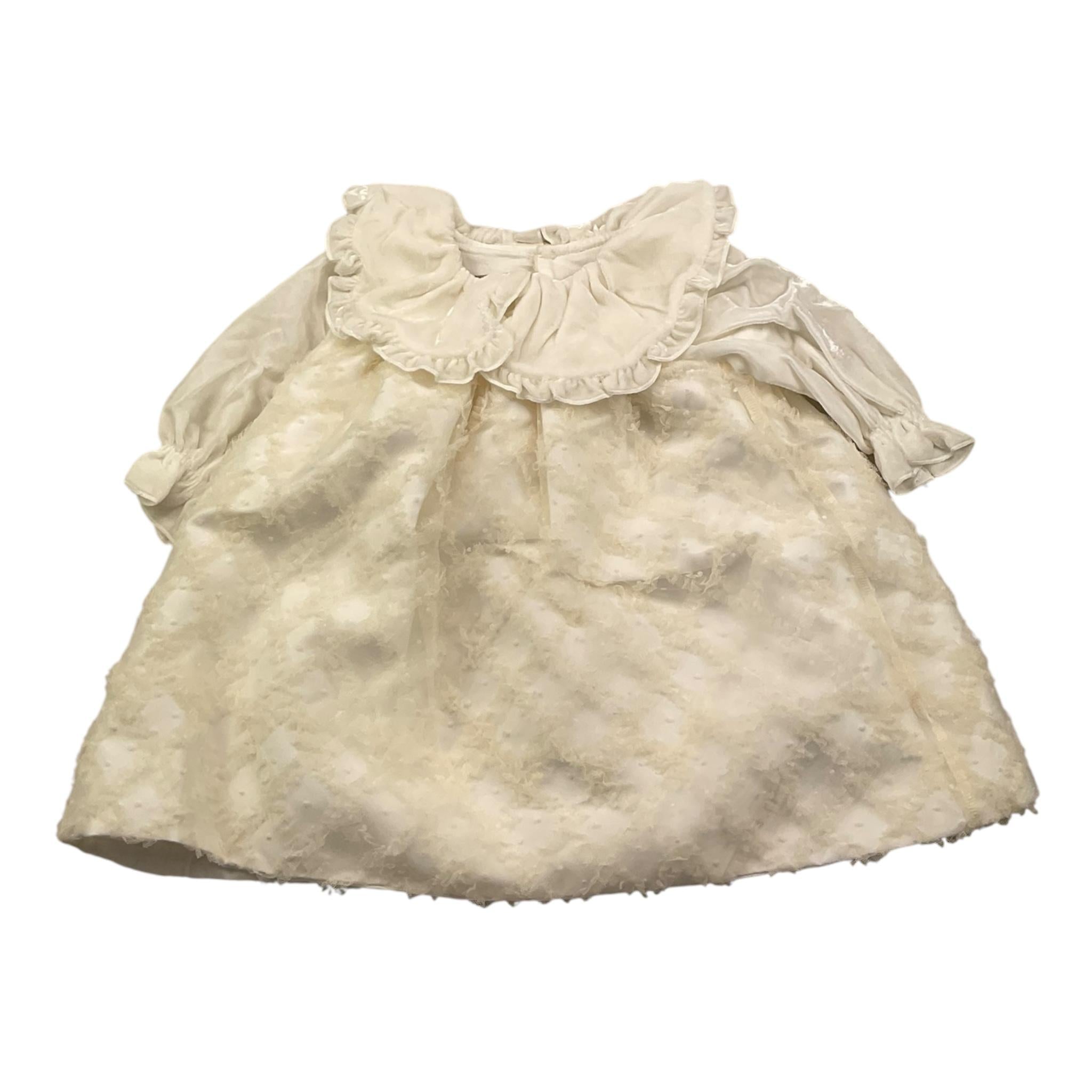 LA STUPENDERIA abito manica lunga tinta unita con maniche in ciniglia Panna per Neonata CCAB74 PANNA LA STUPENDERIA 