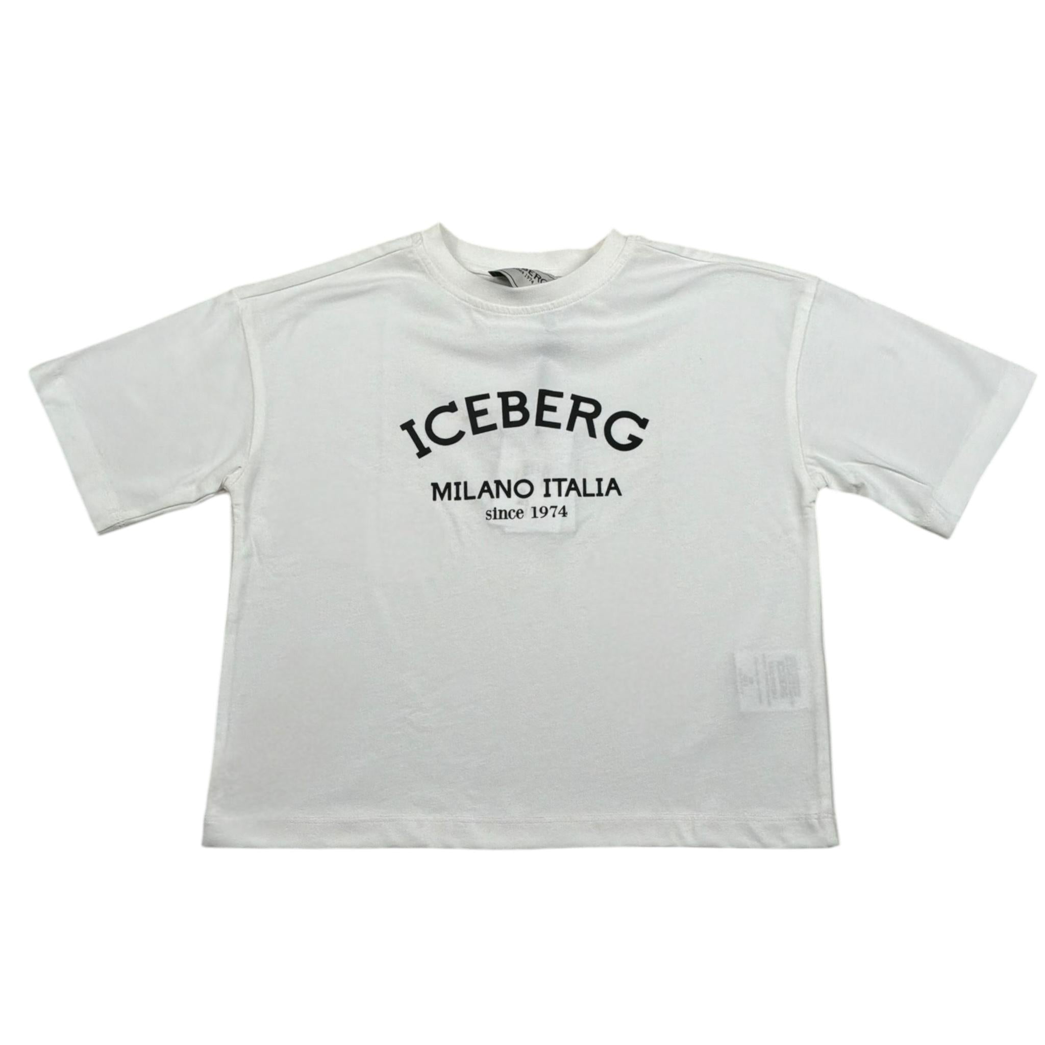 Iceberg T-Shirt Girocollo Tinta Unita con Stampa per Bambina TSICE5150JX BIANCO ICEBERG 