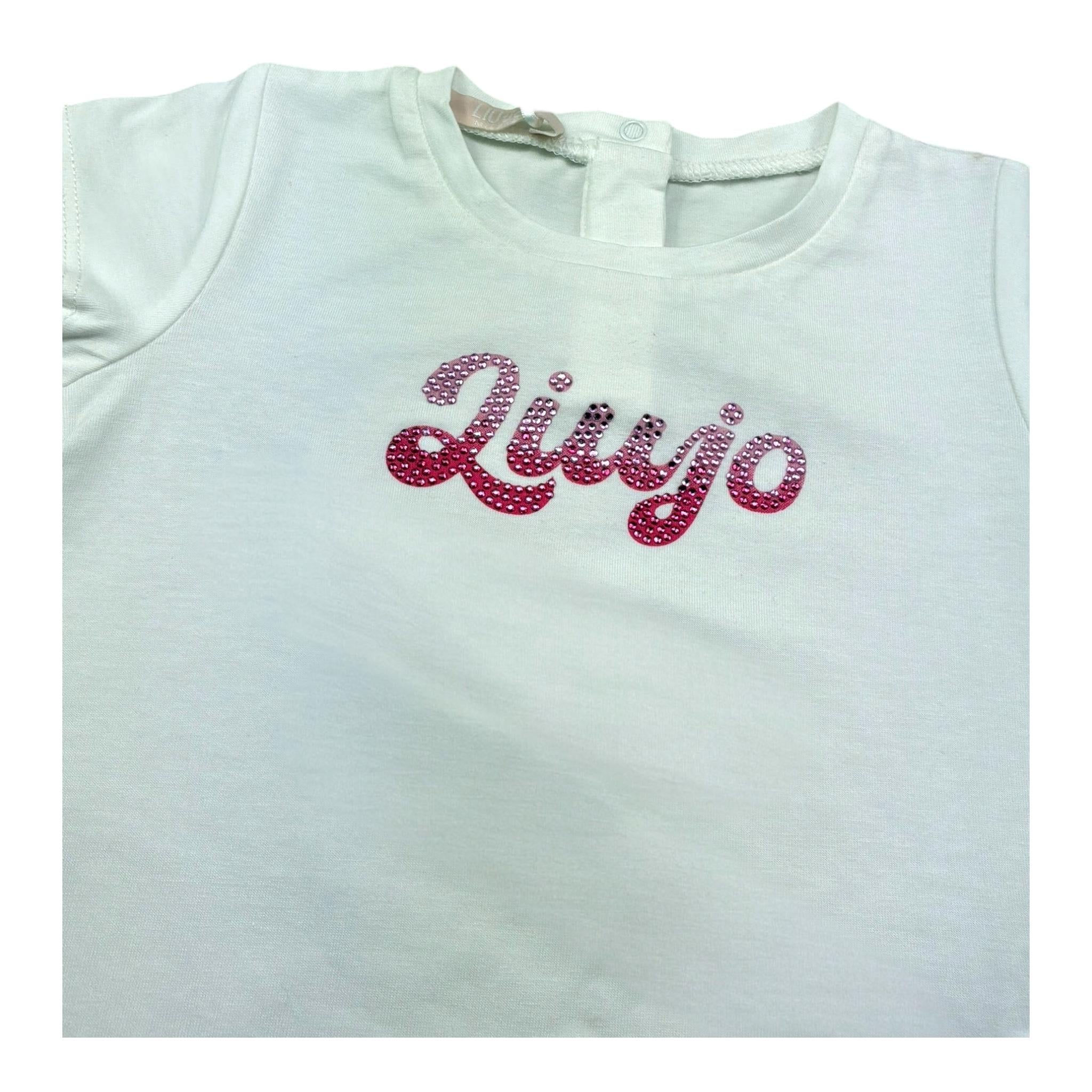 Liu Jo T-Shirt Girocollo Tinta Unita con Brillantini per Neonata HA5037 BIANCO LIU JO 