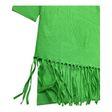 TO be too abito manica lunga tinta unita con frange Verde per Bambina TBT2453 VERDE TO be too 