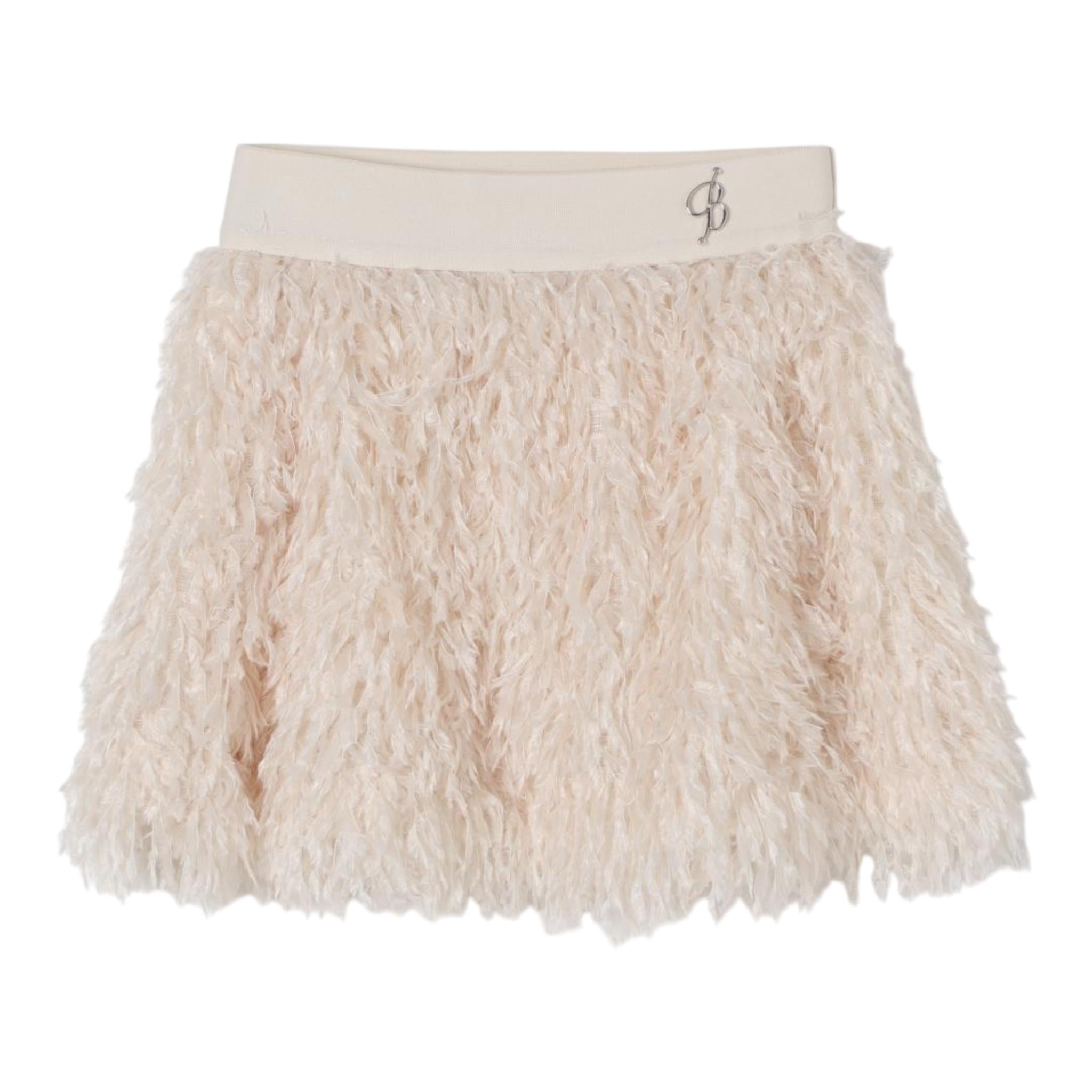 MISS BLUMARINE gonna tinta unita con piume Panna per Neonata IF4129 PANNA MISS BLUMARINE 