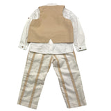 Barcellino Completo 3Pz Camicia-Pantalone-Gilet Beige Per Neonato
