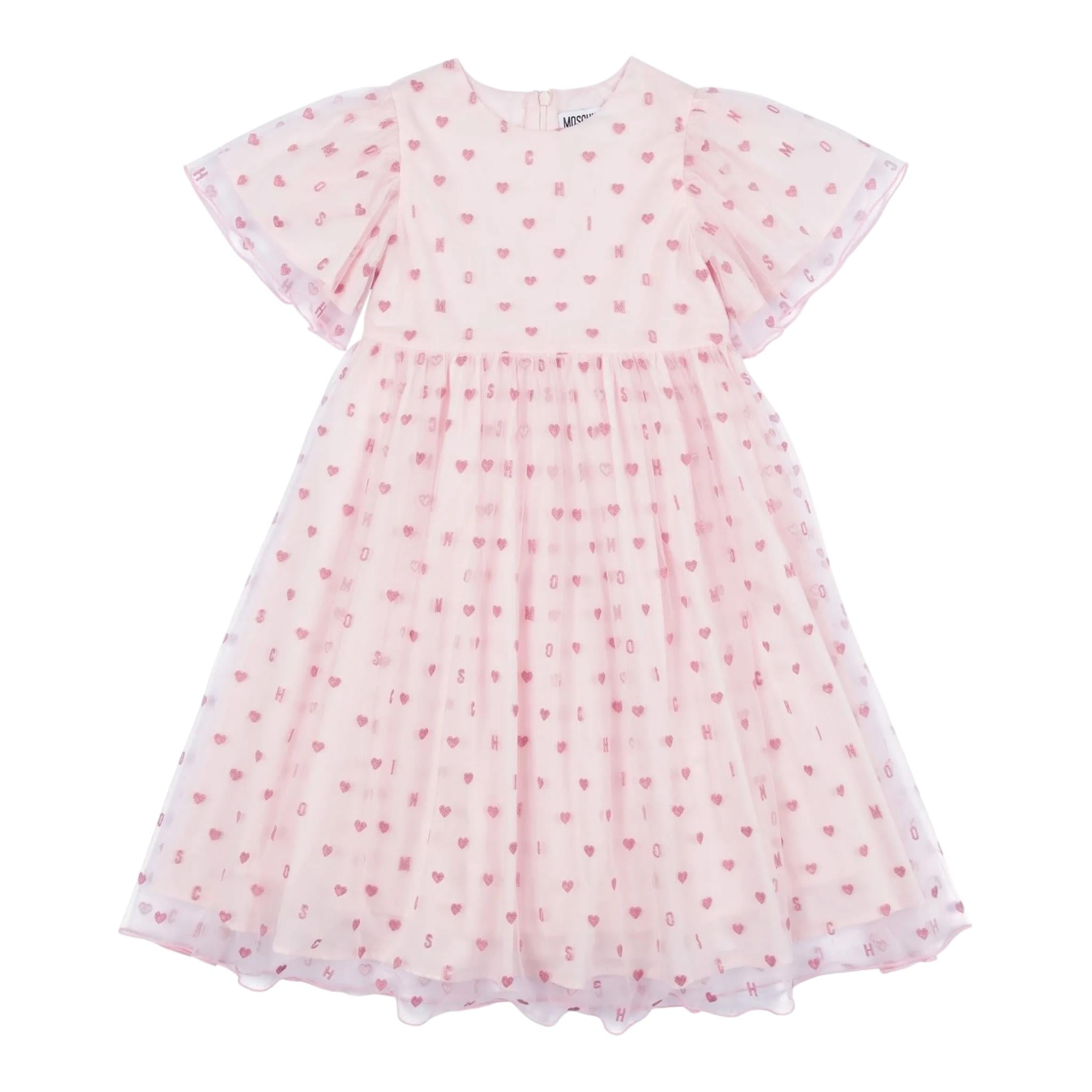 Moschino Abito Mezza Manica Tinta Unita con Tulle per Neonata MDV0C0 ROSA MOSCHINO 