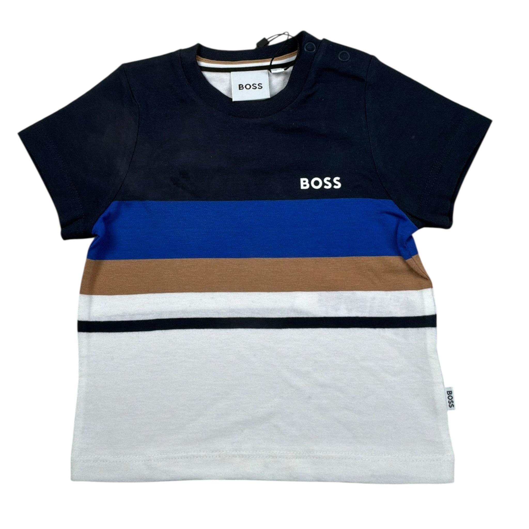 Boss T-Shirt Girocollo Tinta Unita con Stampa per Neonato J05A08 BLI BOSS 
