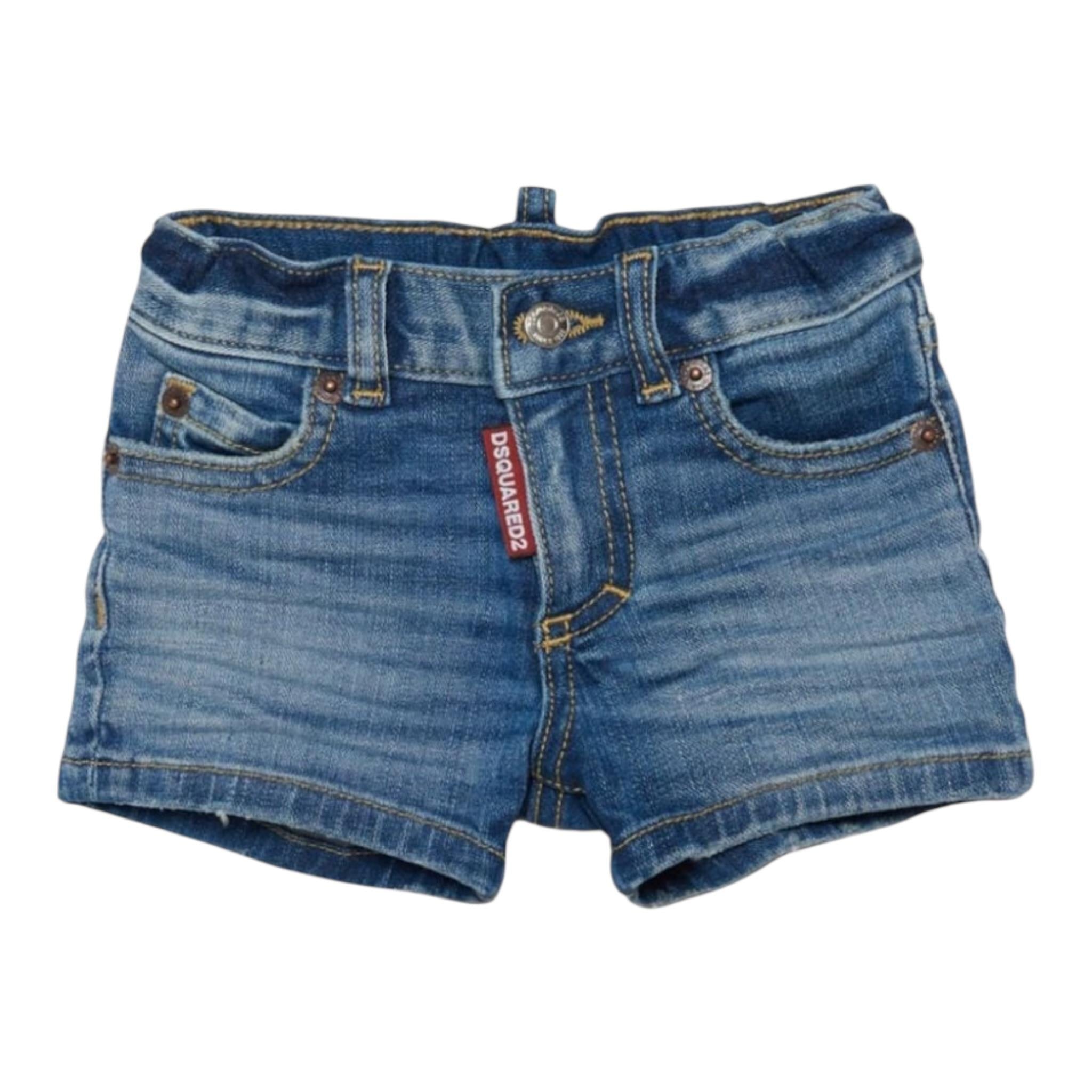 Dsquared2 Bermuda tinta unita In Denim Azzurro per Neonato DQ00WGX AZZURRO DSQUARED2 
