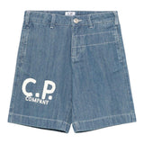C.P. Company Bermuda tinta unita In Denim Blu per Bambino CUQ00AXX BLU C.P. COMPANY 