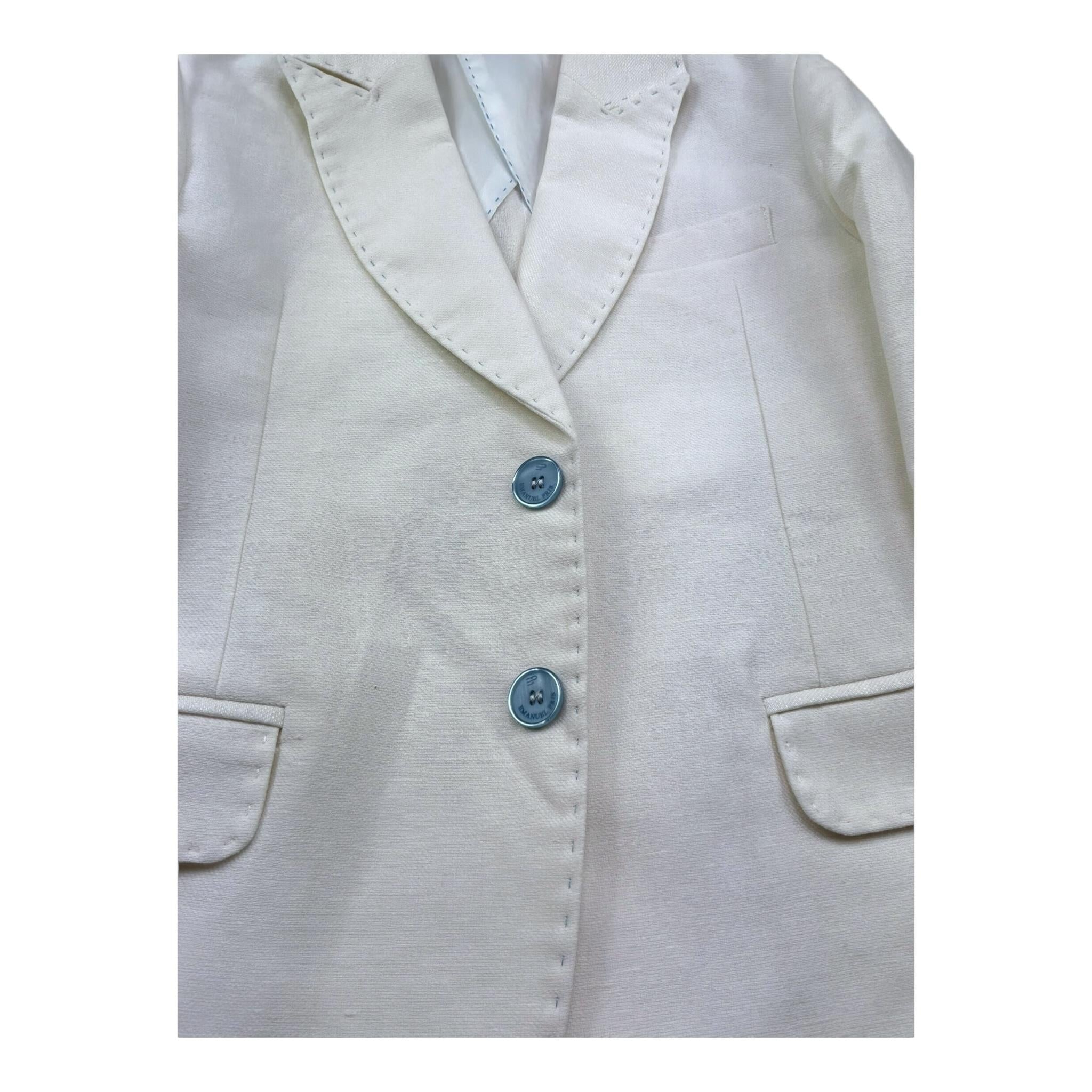 Emanuel Pris Giacca Tinta Unita Fantasia con Bottoni In Contrasto per Bambino EGC1112R PANNA EMANUEL PRIS 