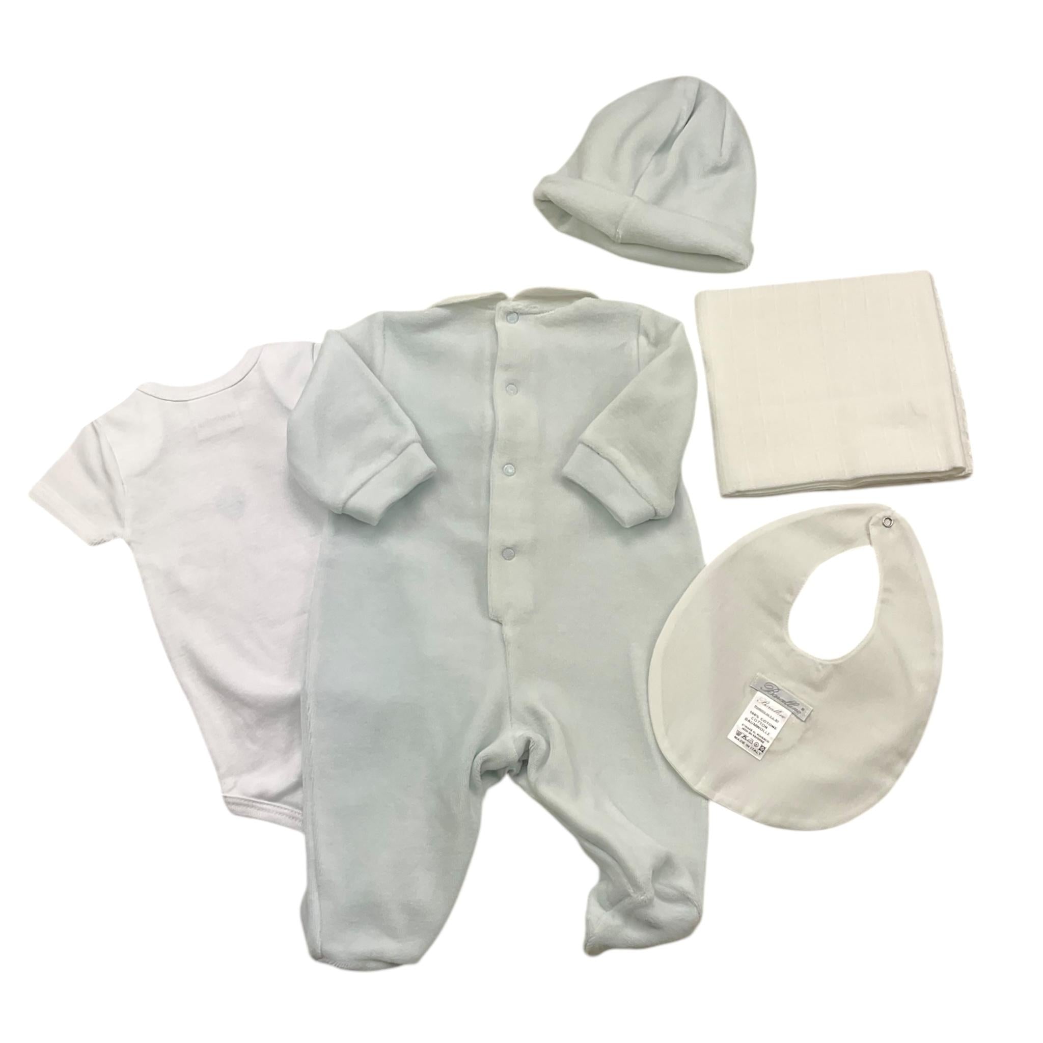 BARCELLINO box nascita 5pz  tutina-body-cappello-bavetta-coperta Azzurro per Neonato BOXAI AZZURRO BARCELLINO 