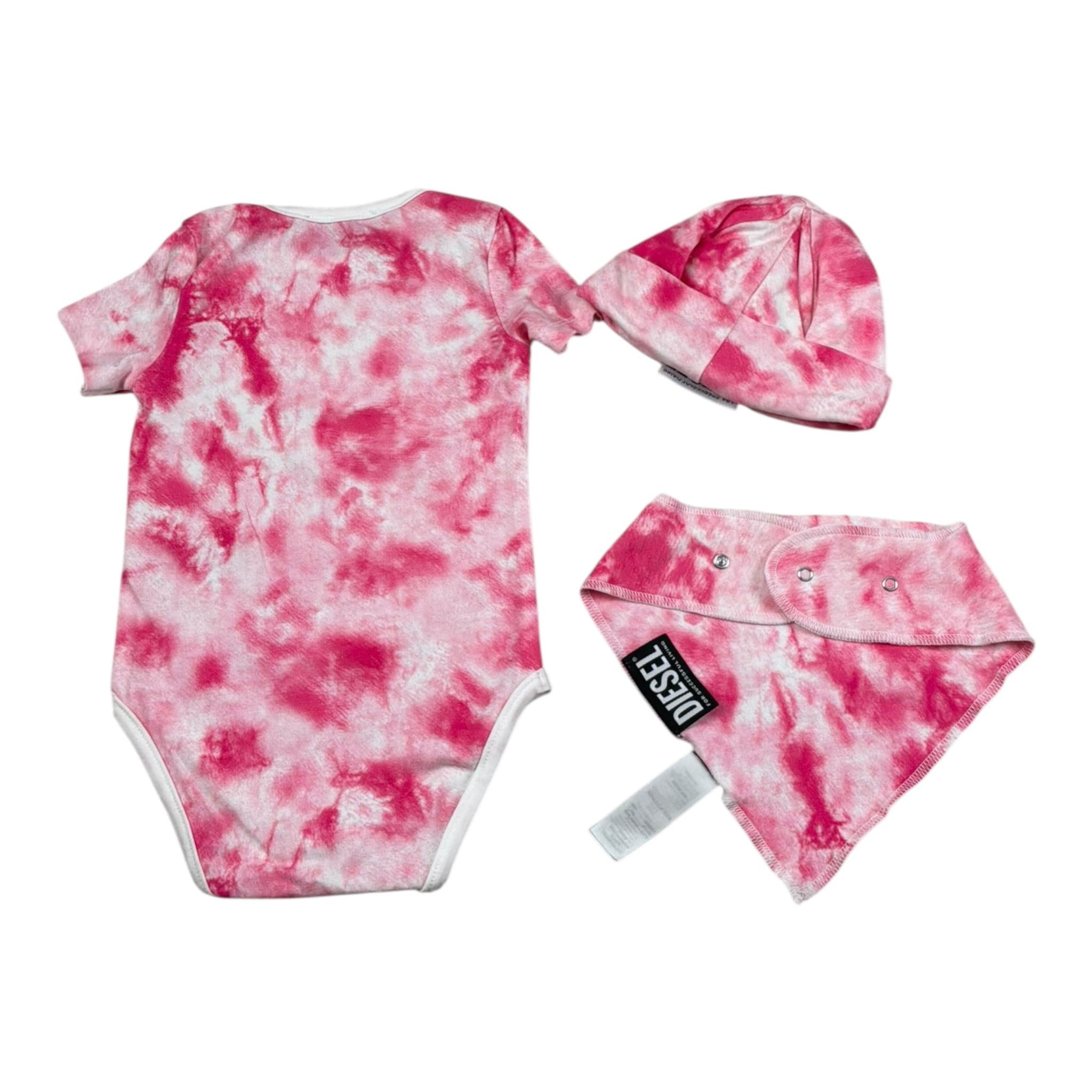 Diesel Set 3 Pezzi Body-Bevetta-Cappello per Neonata N00027F ROSA DIESEL 