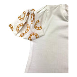 Le Bebe' T-Shirt Girocollo  Tinta Unita Cn Maniche In Contrasto Bianco per Neonata