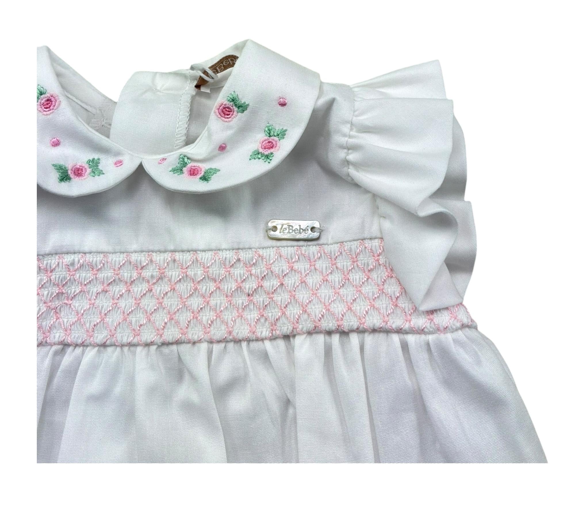 Le Bebe Pagliaccetto Mezza Manica Tinta Unita per Neonata LBG6225 BIANCO LE BEBE 