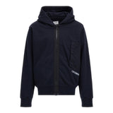 C.P. Company Felpa Tinta Unita Con Tasca Zip E Cappuccio Blu Per Bambino