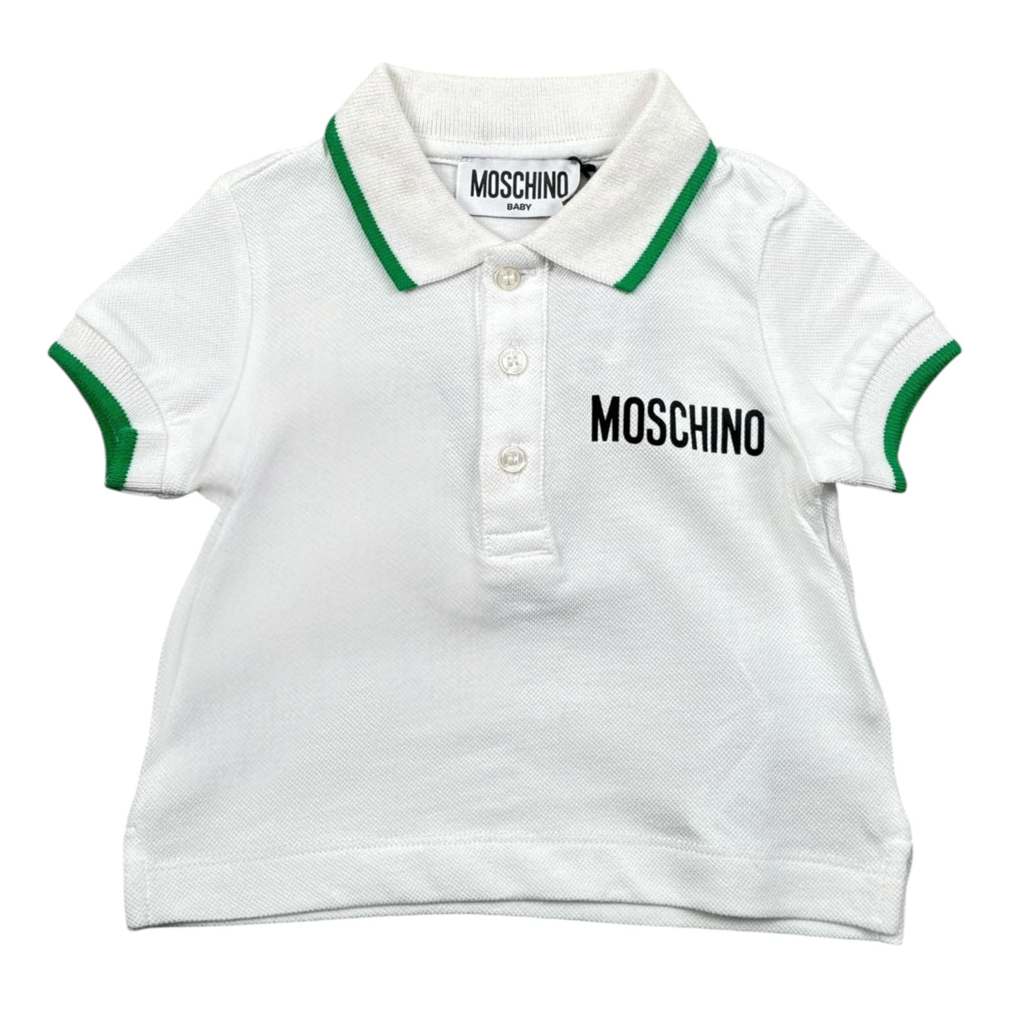 Moschino Polo tinta unita con Stampa Bianco per Neonato M8M01P BIANCO MOSCHINO 
