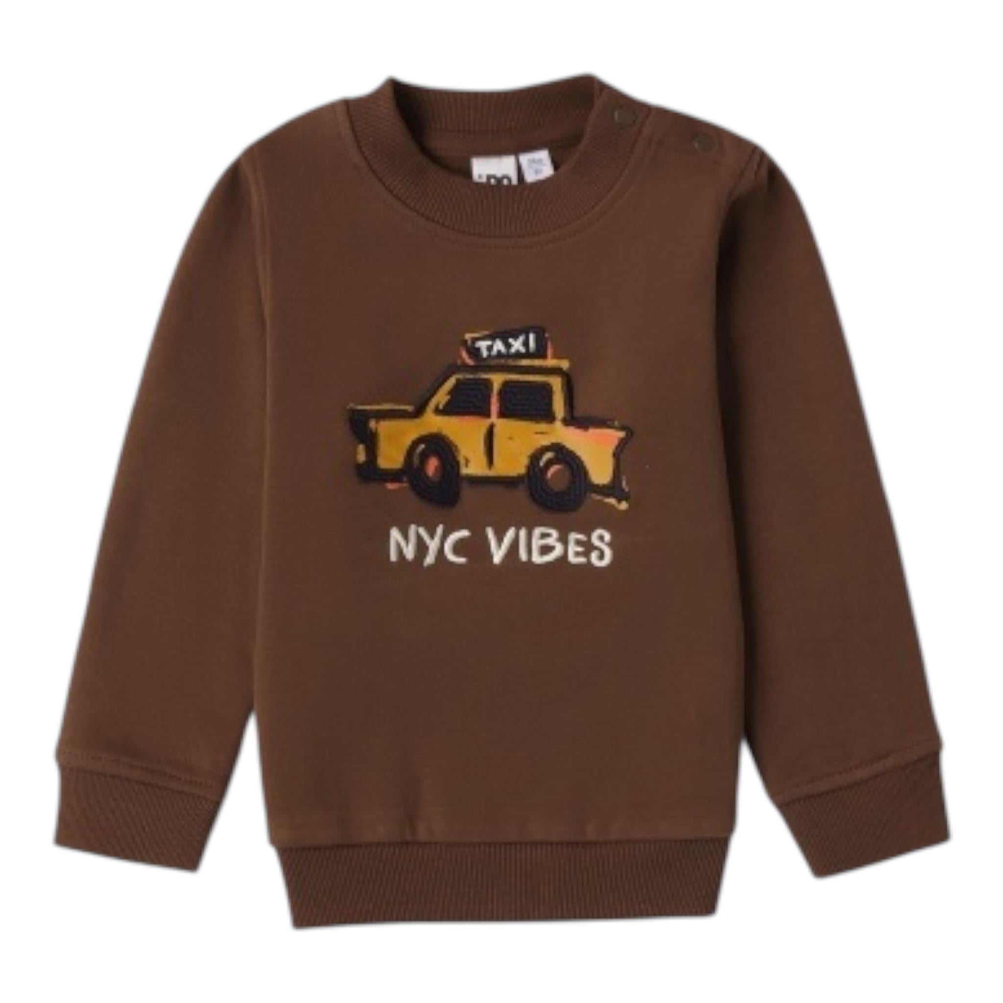 I DO felpa chiusa girocollo tint unita con stampa Marrone per Neonato 4A473 MARRONE I DO 