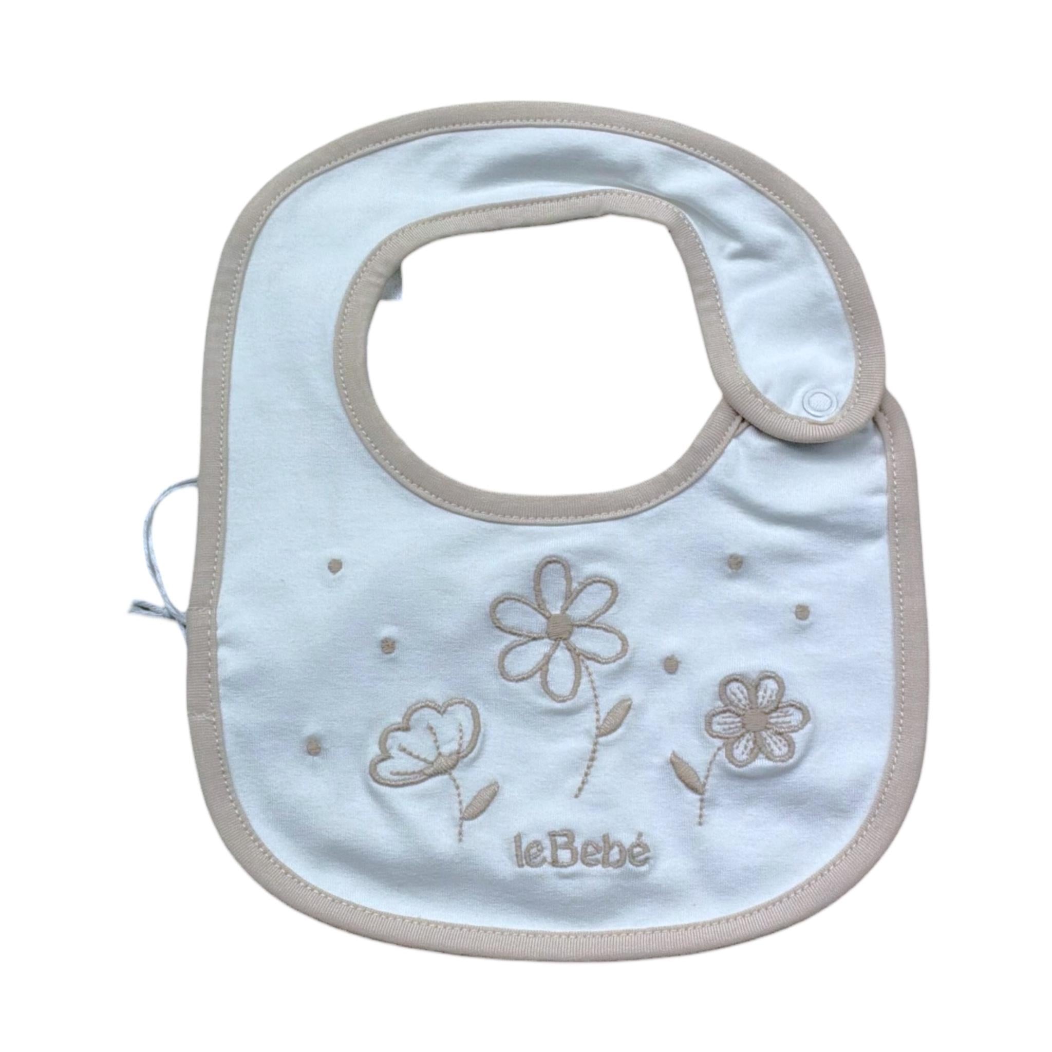 Le Bebe' Bavetta Tinta Unita con Stampa per Neonata LBG6302 BIANCO LE BEBE' 