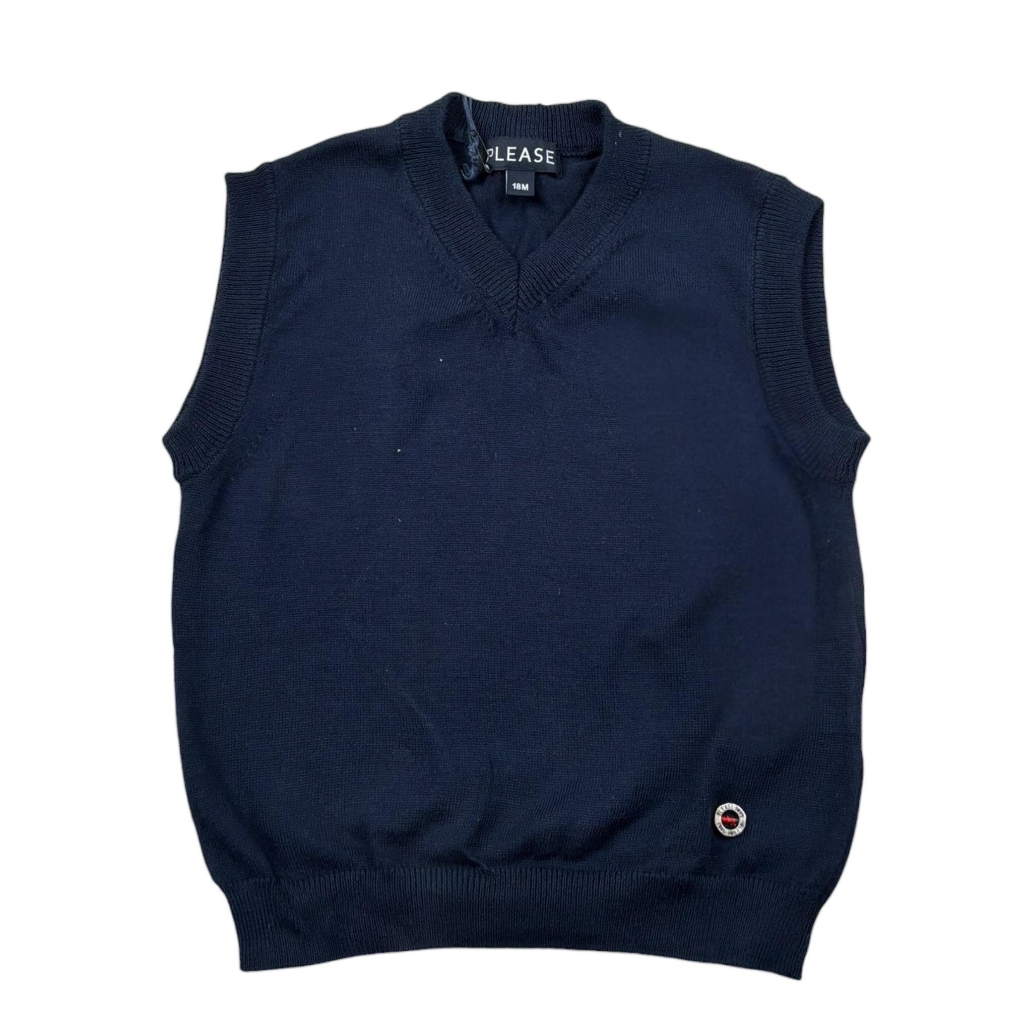 Please Gilet Tinta Unita per Bambino NB04230B73 BLU PLEASE 