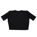 Balmain T-Shirt Girocollo Tinta Unita Modello Crop Con Stampa Brillantinata Nero Per Bambina