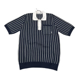 Boss Polo In Maglia Mezza Manica Bicolore Con Fantasia A Righe Blu/Bianco Per Bambino